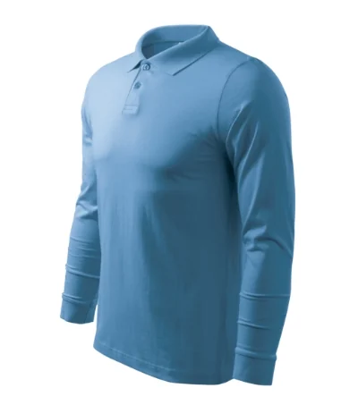 Tricou polo pentru bărbaţi SINGLE J. LS 211 - albastru azuriu