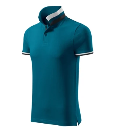 Tricou polo pentru bărbaţi COLLAR UP 256 - albastru petrol
