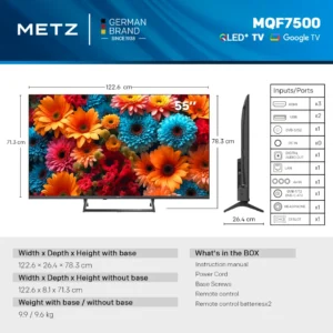 Televizor METZ QLED 55MQF7500Z, 139 cm, Smart Google TV, 4K, Clasa F