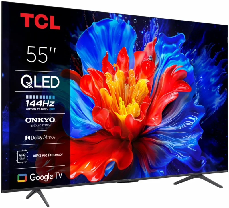 Televizor TCL QLED 55P81K, 139 cm, Smart Google TV, 4K Ultra HD, 144Hz, Onkyo