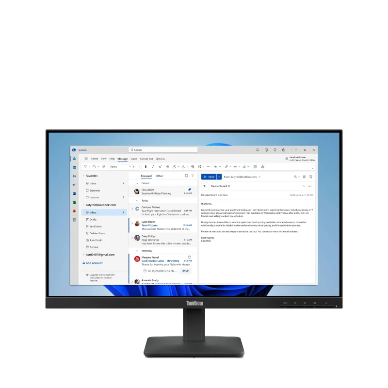Monitor Commercial Lenovo ThinkVision S24-4e, 23.8", 1920 x 1080 pixeli, Black, 3 ani Garantie