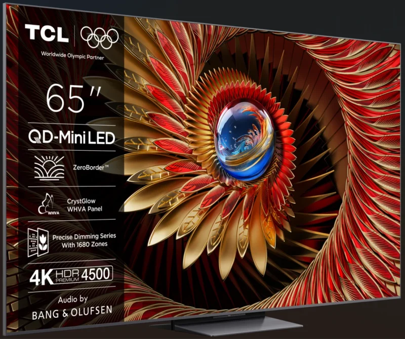 Televizor TCL QD-MiniLED 65Q8C, 164 cm, Smart Google TV, 4K Ultra HD, 144Hz, Bang & Olufsen