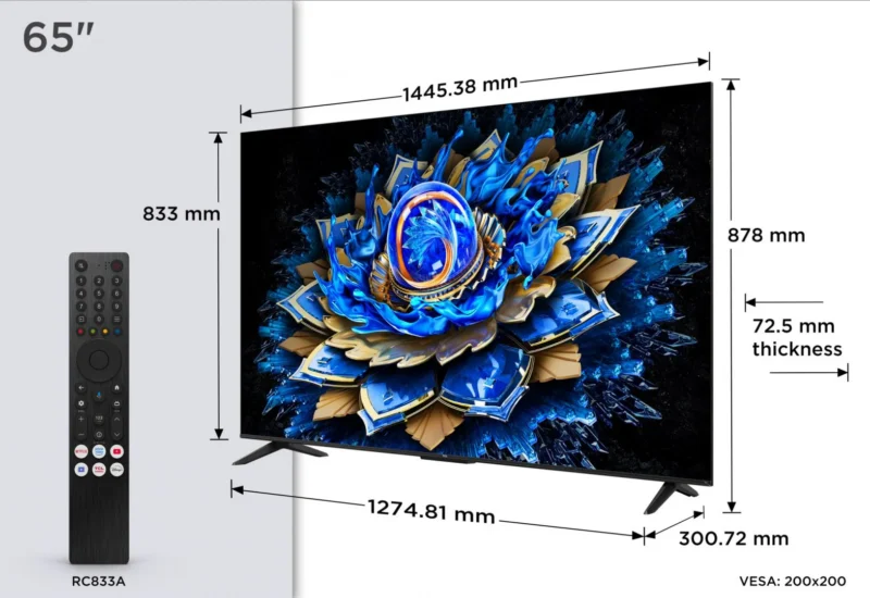 Televizor TCL QLED 65T69C, 164 cm, Smart Google TV, 4K
