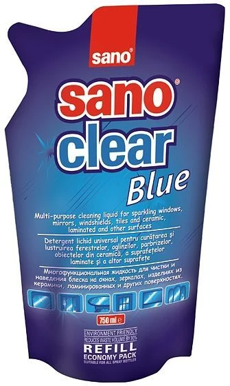 Detergent pentru geamuri Sano Clear Blue - Rezerva 750 ml