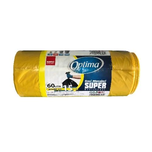 Saci menaj 60L,15 buc, 60*80 Sano Optima Super galbeni