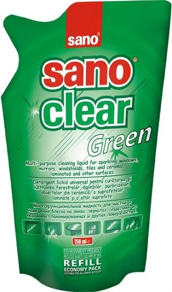 Detergent pentru geamuri Sano Clear Green - Rezerva 750 ml