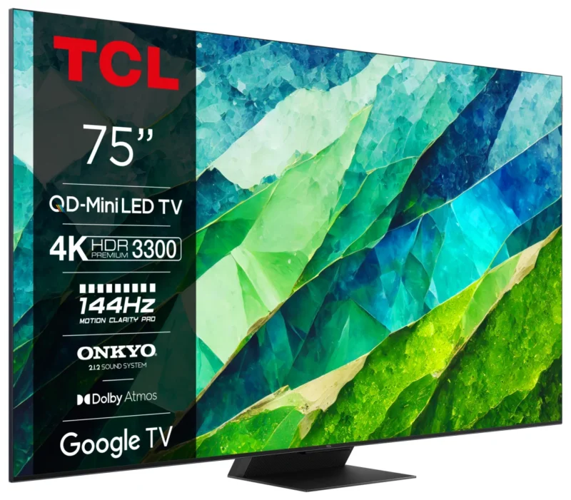Televizor TCL MiniLed 75C855, 189 cm (75"), Smart TV, 4K, 100Hz, Negru