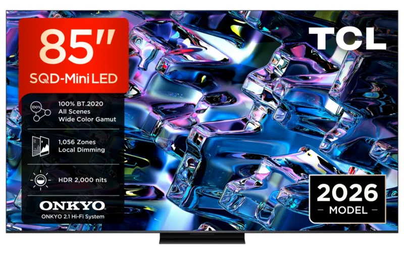 85MSQLED80L_01 Televizor TCL SQD-MiniLED 85MSQLED80L, 214 cm, Smart Google TV, 4K, Onkyo (Model 2026)