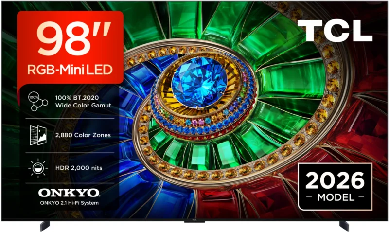Televizor TCL RGB-MiniLed 98RM7L, 248 cm, Smart Google TV, 4K Ultra HD, 144Hz, Clasa D (Model 2026)
