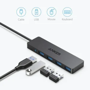 Hub USB Anker A7516016, USB-A, 4 porturi, Negru