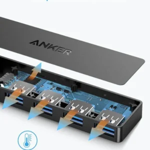 Hub USB Anker A7516016, USB-A, 4 porturi, Negru