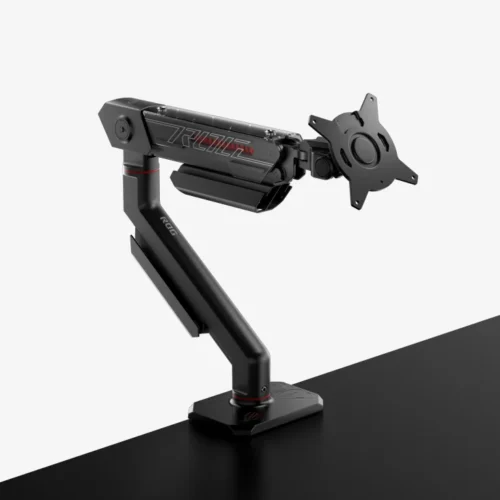 ASUS AAS01 – ROG Ergo Arm. Mounting: Clamp, Maximum weight capacity: 11.5 kg, Maximum screen size: 86.4 cm (34"), Minimum VESA mount: 100 x 100 mm, Maximum VESA mount: 100 x 100 mm. Height adjustment, Swivel angle range: -90 - 90°, Tilt angle range: -25 - 80°. Product colour: Black