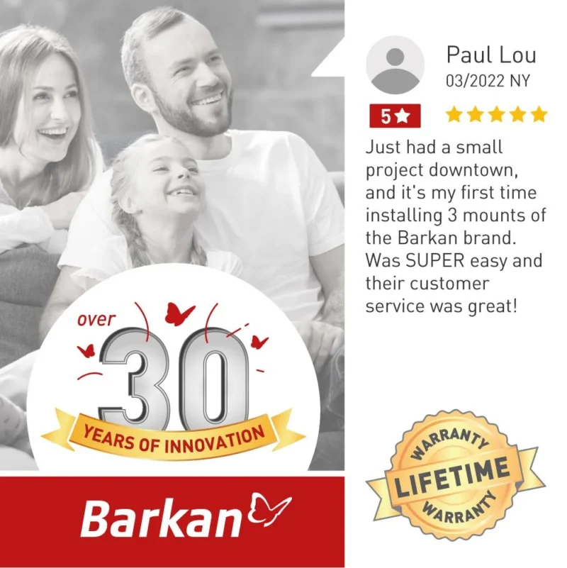 Suport TV de perete Barkan, cu brat 13"- 65", Max 36kg, VESA 400x400, negru