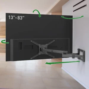Suport TV plat/curbat de perete cu 2 brate Barkan BM464XL, 13"- 83", Max 50kg, VESA 600x400, negru