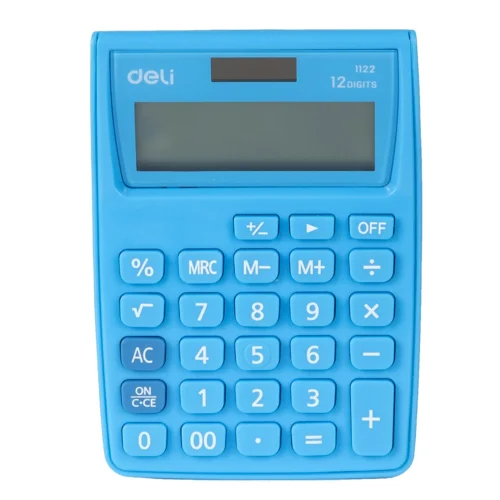 CALCULATOR BUZUNAR 12DIG ALB-ALBASTRU 1122 DELI