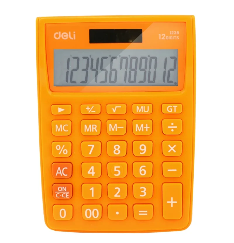 CALCULATOR BIROU 12DIG ALB-PORTOCALIU 1238 DELI