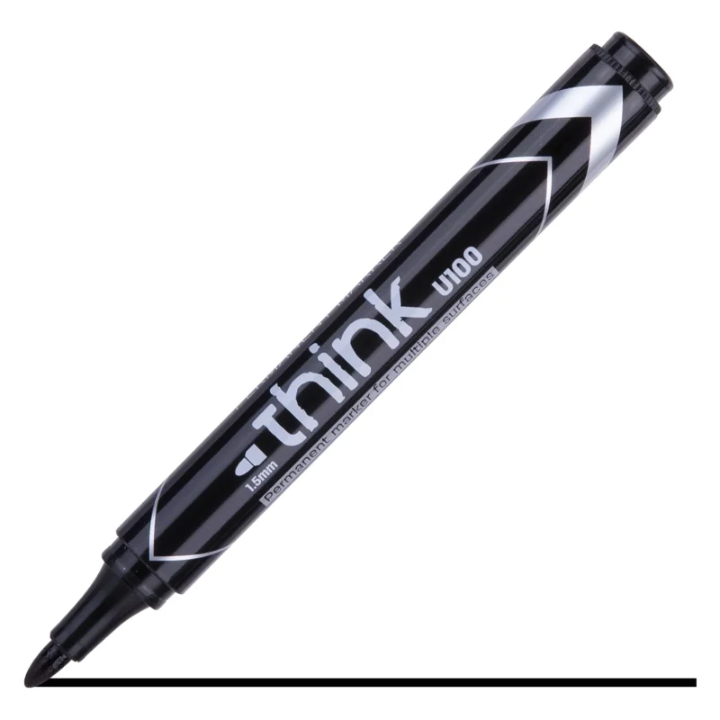 MARKER PERMANENT NEGRU VARF ROTUND 1.5MM DELI