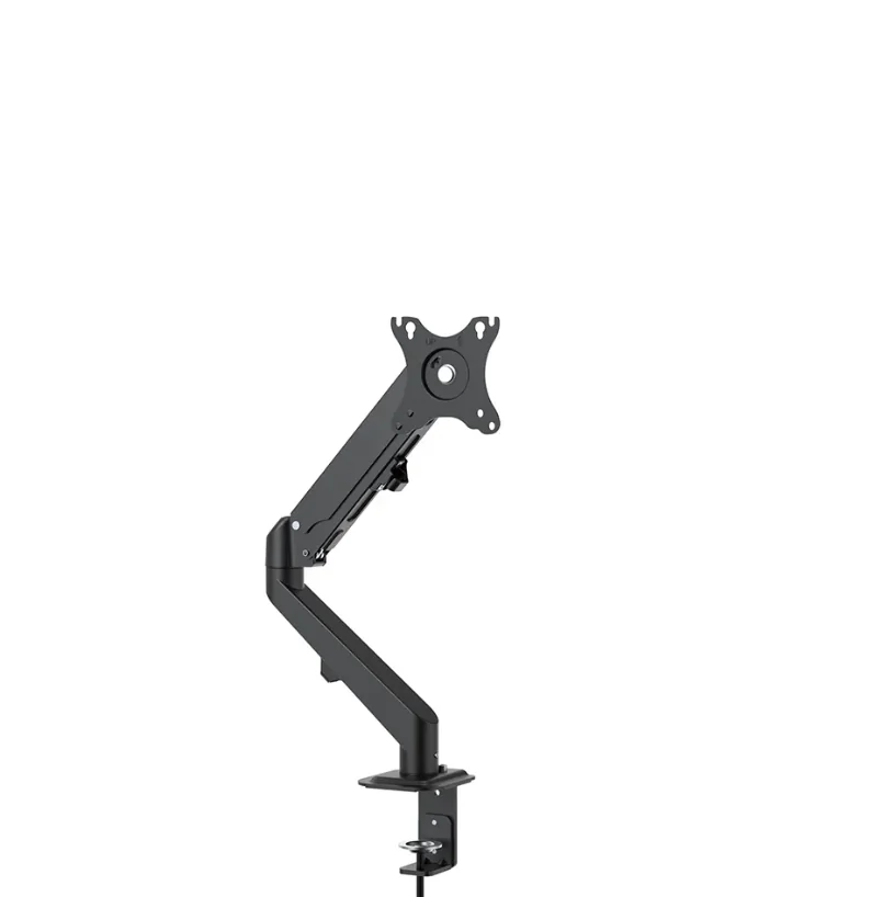 Brat de birou pentru monitor Neomounts, poate sustine un monitor cu diagonala display 17-27", suporta pana la 7kg, full motion, +90°, -45° inclinatie, +90°, -90° swivel, +180°, -180° rotatie,  VESA min 75x75, VESA max 100x100,reglabil pe inaltime: 15.2-40.2 cm, negru. Garantie 5 ani