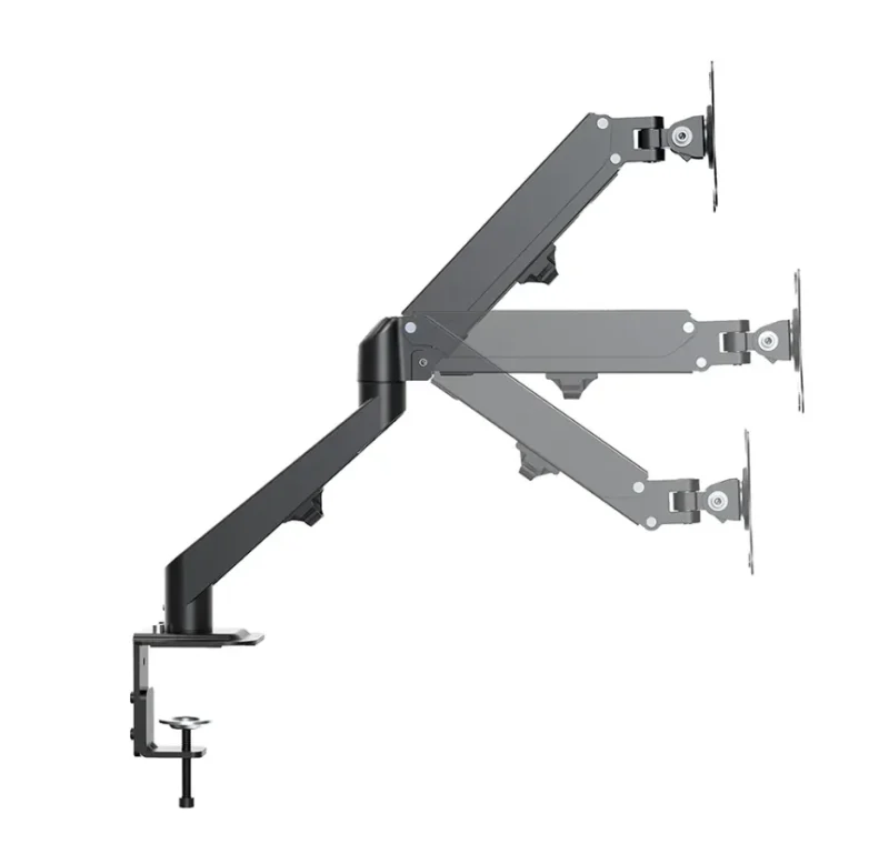 Brat de birou pentru monitor Neomounts, poate sustine un monitor cu diagonala display 17-27", suporta pana la 7kg, full motion, +90°, -45° inclinatie, +90°, -90° swivel, +180°, -180° rotatie,  VESA min 75x75, VESA max 100x100,reglabil pe inaltime: 15.2-40.2 cm, negru. Garantie 5 ani
