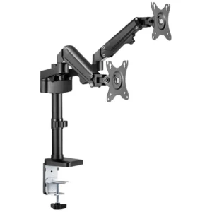 Brat de birou pentru monitor Neomounts, poate sustine 2 monitoare cu diagonala display 17-27", suporta pana la 14kg per monitor, full motion, +45°, -45° inclinatie, +90°, -90° swivel, +180°, -180° rotatie,  VESA min 75x75, VESA max 100x100, reglabil pe inaltime: 7,3-48,1 cm, negru. Garantie 5 ani
