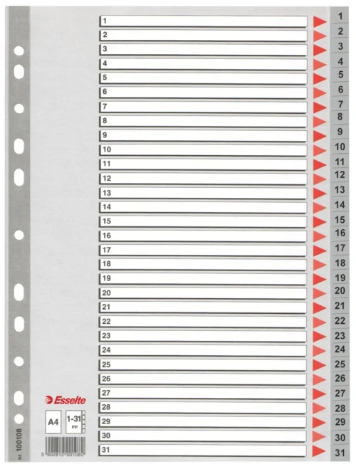 SEPARATOARE INDEX PLASTIC 1-31 ESSELTE SEPARATOARE INDEX PLASTIC 1-31 ESSELTE