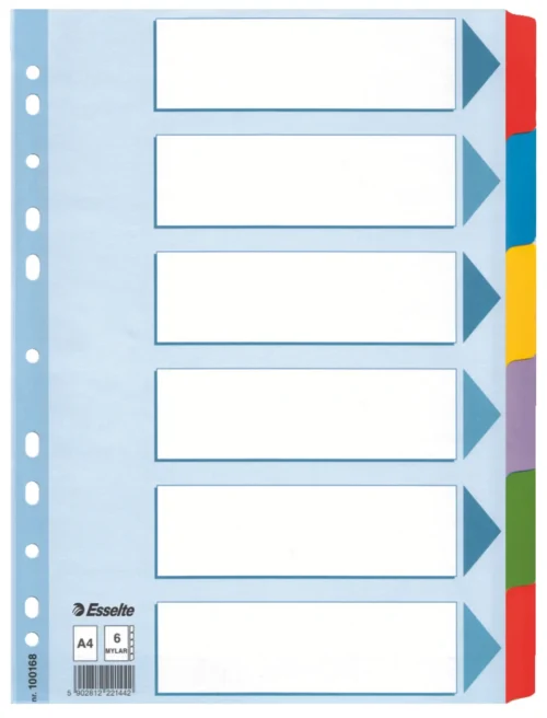 SEPARATOARE INDEX CARTON 6 COLI MYLAR ESSELTE