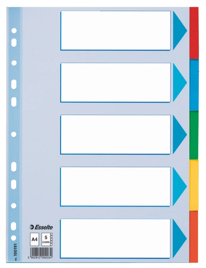 SEPARATOARE INDEX CARTON 5 COLI STANDARD ESSELTE SEPARATOARE INDEX CARTON 5 COLI STANDARD ESSELTE
