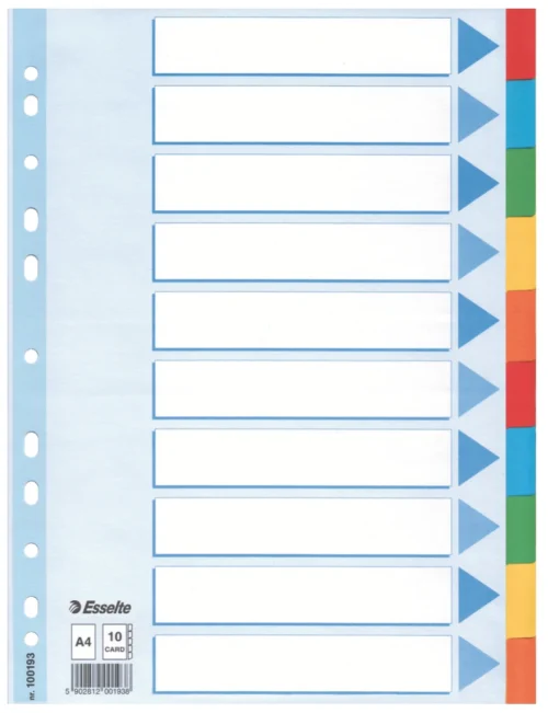 SEPARATOARE INDEX CARTON 10 COLI STANDARD ESSELTE SEPARATOARE INDEX CARTON 10 COLI STANDARD ESSELTE