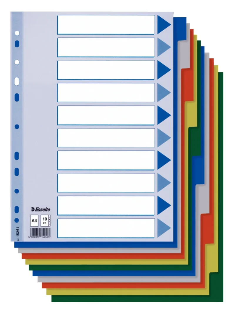 SEPARATOARE INDEX PLASTIC 10 CULORI ESSELTE