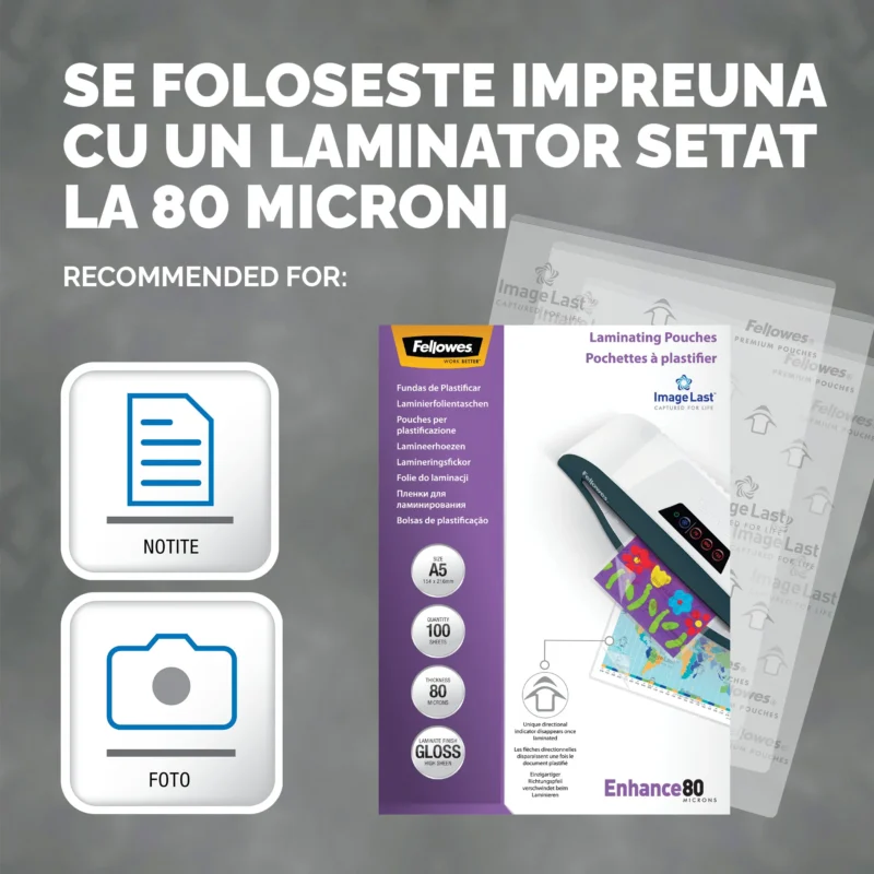 FOLIE A5 80 MICRONI 100/TOP FELLOWES