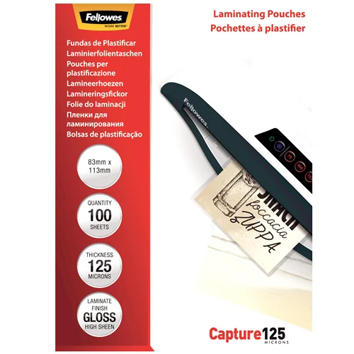 FOLIE 83X113MM 125 MICRONI 100/TOP FELLOWES