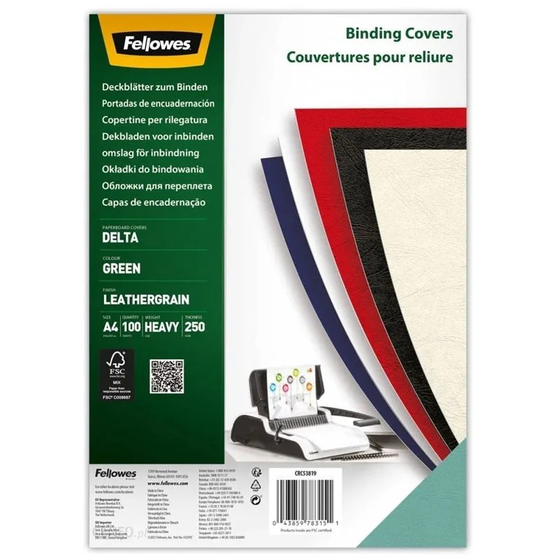 COPERTI CARTON A4 VERDE 100/TOP FELLOWES