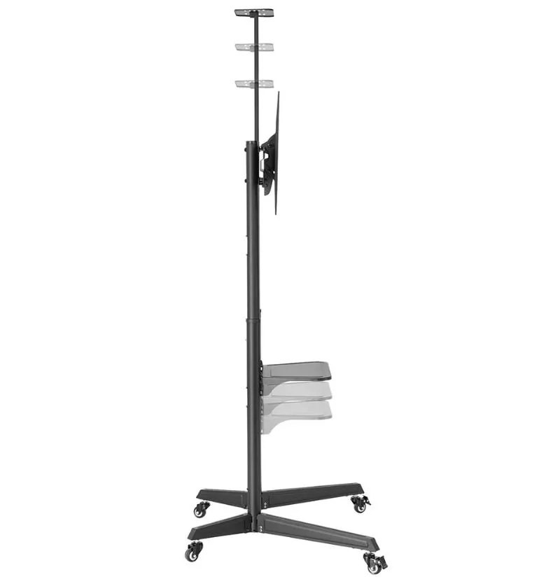 FL50-550BL1_03 Stand podea mobil/fix Neomounts FL50-550BL1; pentru display-uri cu diagonale 37"-70", sistem de prindere VESA 100x100~600x400, greutate maxima suportata 50kg, tilt +5°/-12°, inaltime reglabila manual 1285-1450mm; management cabluri, 2 stalpi; dimensiuni 871x678x1966; culoare negru. Garantie 5 ani