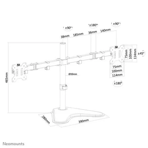 FPMA-D550DDBLACK_02 Suport Monitor de Birou Dual, Neomounts by Newstar FPMA-D550DDBLACK , 10" - 32", VESA 100x100, suporta pana la 8kg, negru