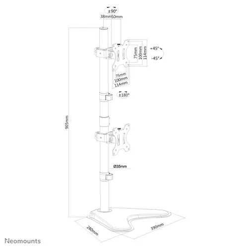 FPMA-D550DDVBLACK_02 Suport Monitor de Birou Dual, Neomounts by Newstar FPMA-D550DDVBLACK, 10" - 32", VESA 100x100, suporta pana la 8kg, negru