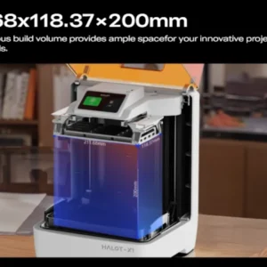 CREALITY HALOT-X1 RESIN 3D PRINTER, Tehnologie LCD, Volum printare: 211.68mm*118.37mm*200mm, Dimensiuni imprimanta: 344mm*331mm*434mm, Sursa lumina: Honeycomb Matrix, Expunere: 6500+10% μW/cm2, Rezolutie: 16K(15120*6230PX), Dimensiune pixel: 14*19μm, Acuratete axa Z: 0.01mm, Grosime strat