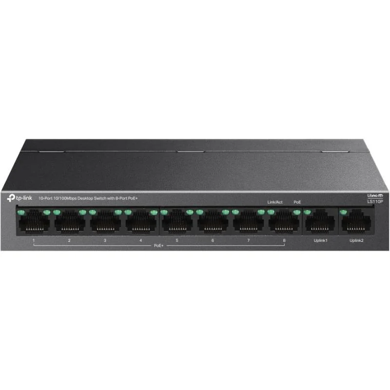 Switch TP Link, 10-Port 10/100Mbps Desktop Switch with 8-Port PoE+, 10BASE-T: UTP category 3, 4, 5 cable (maximum 100m), 100BASE-TX: UTP category 5 or above cable (maximum 100m), 2 Gbps