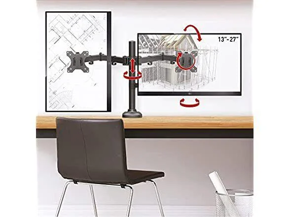 Suport monitor Barkan M142T full motion, pentru monitoare de 13"-27", greutate maxima suportata per ecran 5 kg, VESA max. 100x100mm, negru