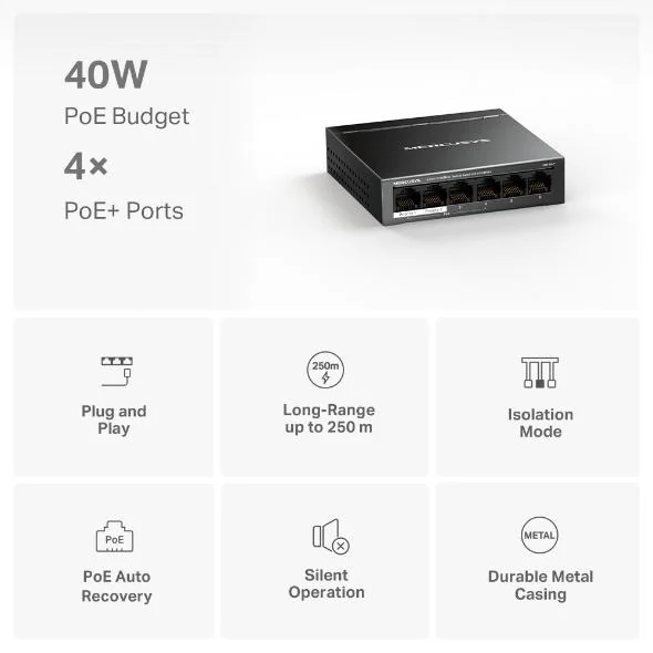 Mercusys Desktop Switch MS106LP 6 porturi 10/100Mbps