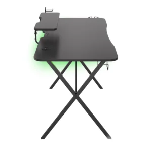 Birou gaming Genesis Holm 300, MDF, suporta pana la 60kg, iluminare RGB, negru