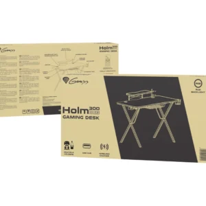Birou gaming Genesis Holm 300, MDF, suporta pana la 60kg, iluminare RGB, negru