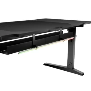 Birou gaming Genesis Holm Modular 160, material lemn/metal, reglabil pe inaltime 70 - 90 cm, iluminare RGB, management cabluri, negru
