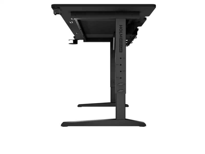 Birou gaming Genesis Holm Modular 160, material lemn/metal, reglabil pe inaltime 70 - 90 cm, iluminare RGB, management cabluri, negru