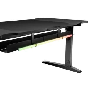 Birou gaming Genesis Holm Modular 160, material lemn/metal, reglabil pe inaltime 70 - 90 cm, iluminare RGB, management cabluri, negru