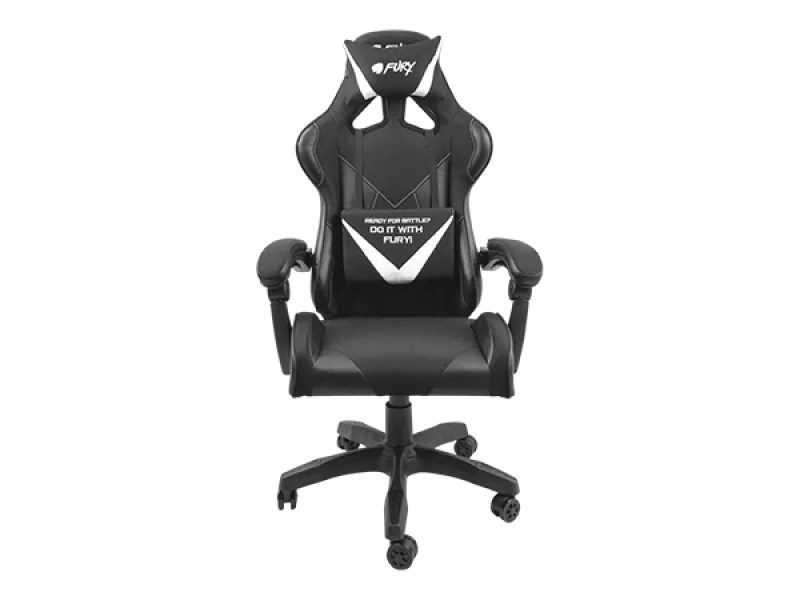Scaun gaming FURY AVENGER L, material piele ecologica+polyester, reglabil pe inaltime, greutate maxima suportata 150 kg, inaltime scaun reglabil 46.5 - 56.5 cm, spatar ajustabil 180°, dimensiuni roti 60mm,  echipat cu piston cu gaz clasa 3, manere 4D, negru