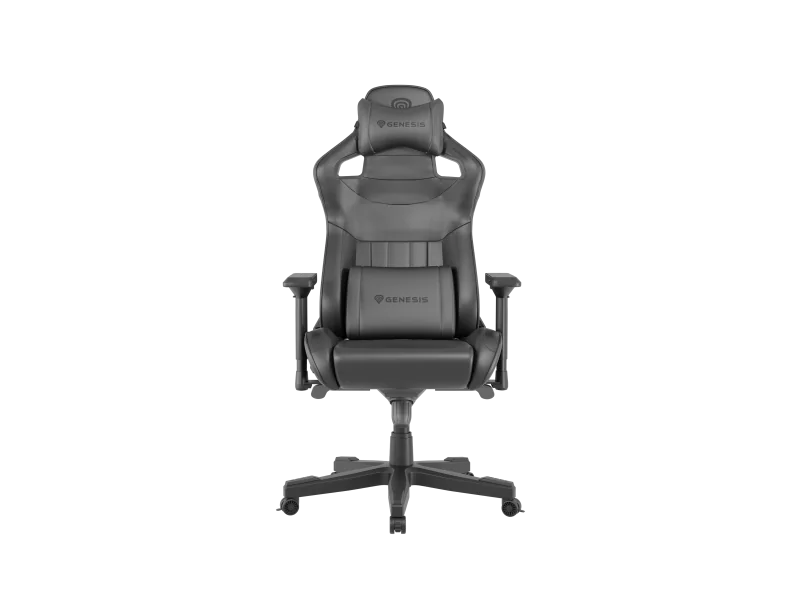 Scaun gaming Genesis Nitro 950, material piele ecologica, reglabil pe inaltime, greutate maxima suportata 150 kg, inaltime scaun reglabil 50 - 55 cm, spatar ajustabil 160°, dimensiuni roti 60mm,  echipat cu piston cu gaz clasa 4, manere 4D, negru