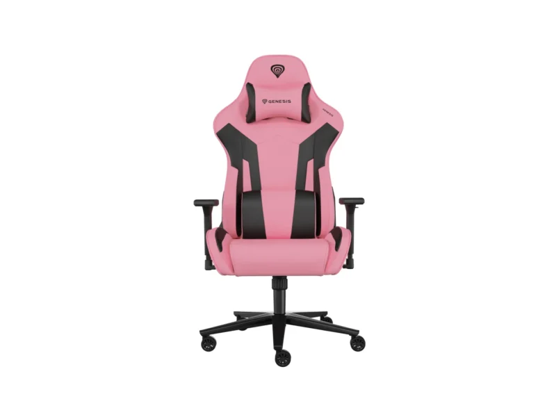 NFG-1928_01 Scaun gaming Genesis Nitro 720, piele ecologica, reglabil pe inaltime, suporta pana la 150 kg, inaltime reglabila 46.5 - 53.5 cm, spatar ajustabil 135°, dimensiuni roti 60mm, negru/roz