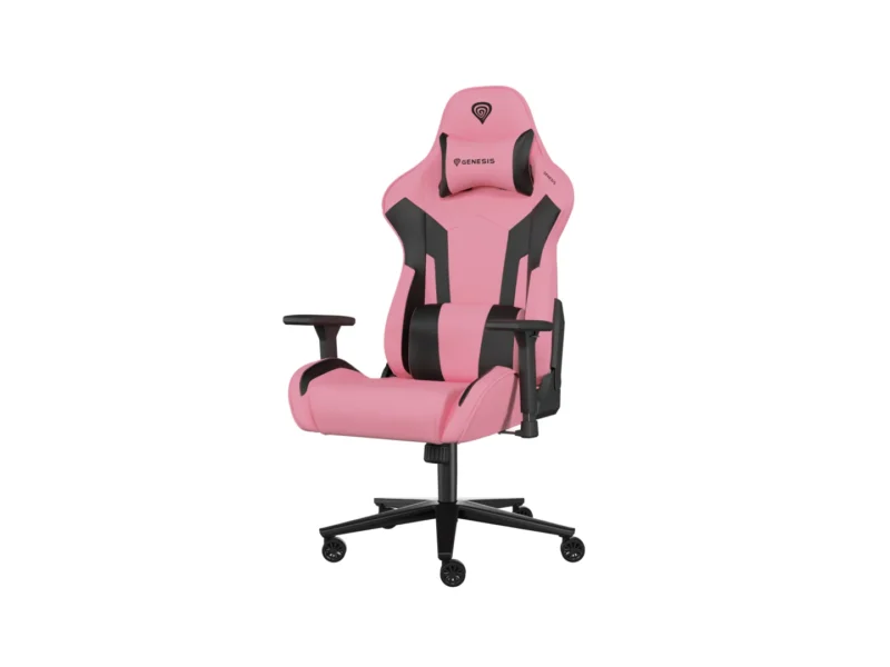 NFG-1928_07 Scaun gaming Genesis Nitro 720, piele ecologica, reglabil pe inaltime, suporta pana la 150 kg, inaltime reglabila 46.5 - 53.5 cm, spatar ajustabil 135°, dimensiuni roti 60mm, negru/roz
