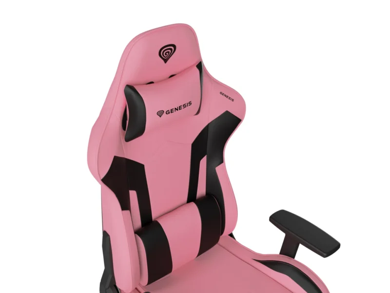 NFG-1928_13 Scaun gaming Genesis Nitro 720, piele ecologica, reglabil pe inaltime, suporta pana la 150 kg, inaltime reglabila 46.5 - 53.5 cm, spatar ajustabil 135°, dimensiuni roti 60mm, negru/roz