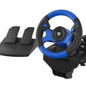 Volan Genesis cu fir Seaborg 350, interfata USB, 15 butoane, rotatie 180°, lungime cablu 200cm, compatibil cu Microsoft XBOX 360, XBOX One, Microsoft XBOX Series S, Microsoft XBOX Series X, Nintendo Switch, PC. Sony PlayStation 3, Sony PlayStation 4, negru/albastru